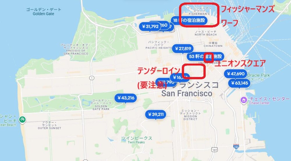ホテルの地図検索結果
